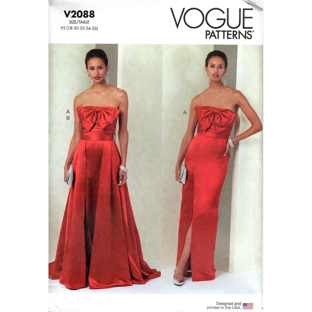 Vogue V2088 Misses 18 to 26 Strapless Dress and Overskirt Uncut Sewing Pattern